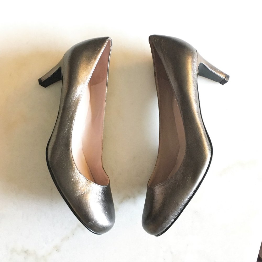 Worn 1x! Marc Jacobs pewter metallic shiny foil pumps high heel shoes 6.5 / 36.5 - Picture 7 of 8